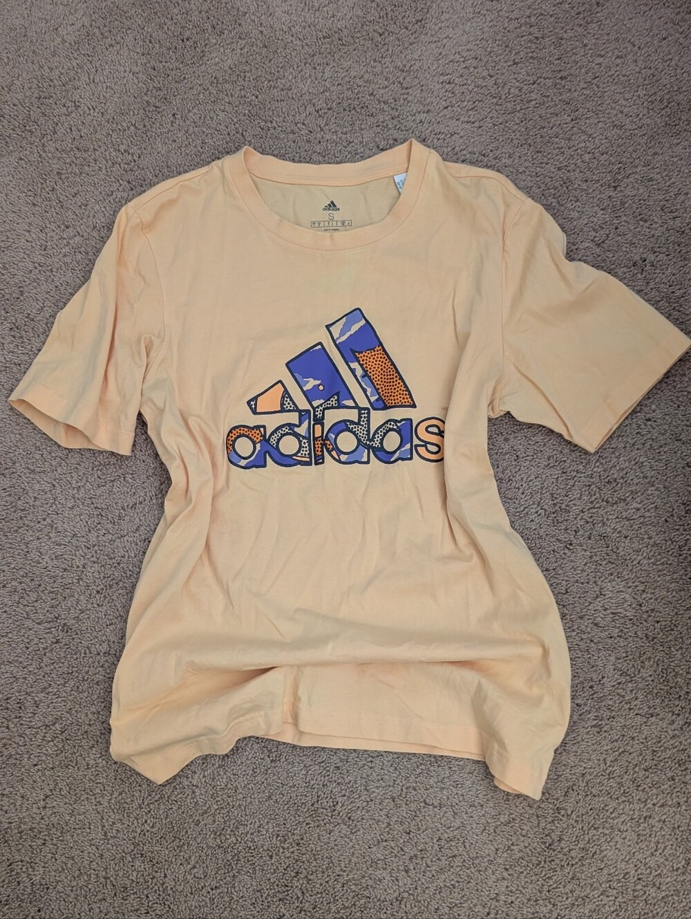 adidas Orange Logo Graphic Tee with Purple Accents
